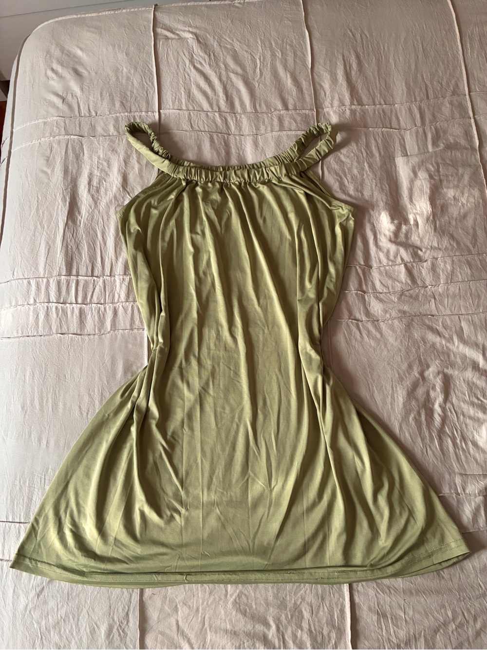 GDKEY Sage Green Slinky Gathered Neckline Mini Dress - Size S